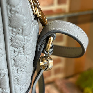 GUCCI Bree Mini Gray Microguccissima Leather Crossbody Bag