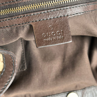 GUCCI Jockey GG Brown Monogram Canvas Hobo Bag