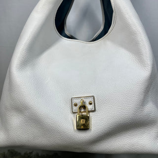 LOEWE Calle Leather White Hobo Shoulder Bag