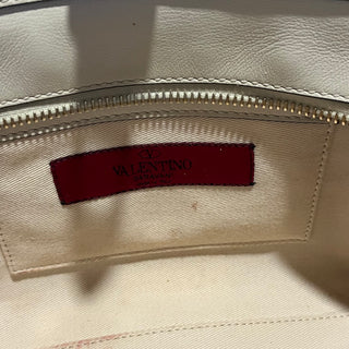 VALENTINO GARAVANI Rockstud Mini White Rigid Leather Tote Bag