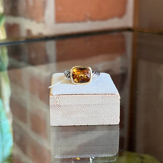 DAVID YURMAN Citrine Noblesse Sterling Silver/Gold Cable Ring SZ 7