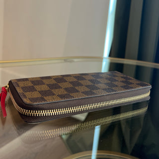 LOUIS VUITTON Clémence Damier Ebene Red Canvas Wallet