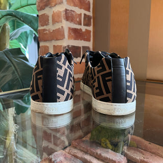 FENDI FF Print Brown/Black Mesh Sneakers SZ 9