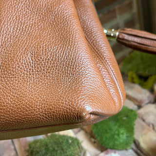 GUCCI Soho Chain Chestnut Brown Pebbled Calfskin Leather Shoulder Bag
