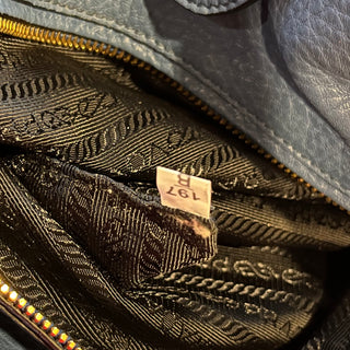 PRADA Blue Vitello Daino Leather Tote