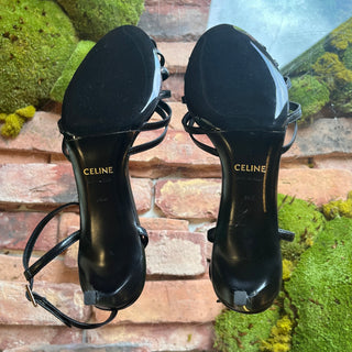 CELINE Black Lambskin Triomphe Sandals SZ 36.5 (US 6.5)