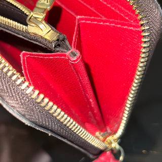 LOUIS VUITTON Clémence Damier Ebene Red Canvas Wallet