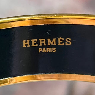 HERMES Multicolor Tohu Bohu Gold Tone Rim Enamel Bangle SZ L