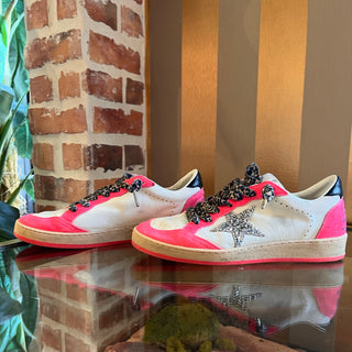 GOLDEN GOOSE Ballstar White Leather Pink Suede Sneakers SZ 39 (US 9)