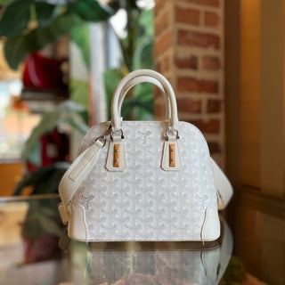 GOYARD Mini Vendome PM White Goyardine Top Handle Bag
