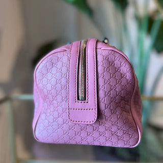GUCCI Joy Boston Purple Guccissima Embossed Leather Satchel Bag