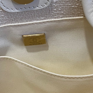 CHANEL Deauville Navy Red Beige Striped Canvas Tote
