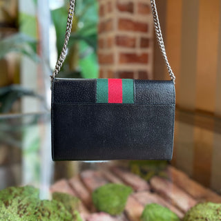 GUCCI Dionysus Mini WOC Black Pebbled Leather Vintage Web Crossbody Bag