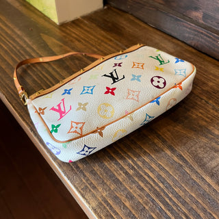 LOUIS VUITTON Takashi Murakami Pochette Accessories White Monogram Multicolor Shoulder Bag