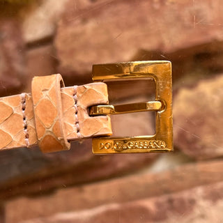 DOLCE&GABBANA Pink Leather Vintage Gold Tone Metal Chain Belt