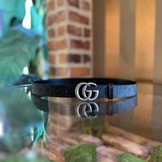 GUCCI GG Supreme Reversible Black Coated Canvas Belt 90/36 (SZ 8)