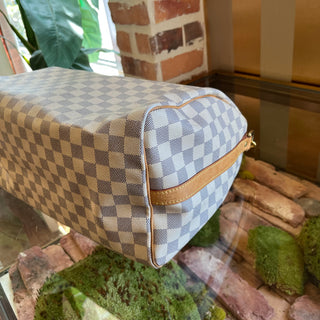 LOUIS VUITTON Speedy Bandouliere 35 Damier Azur Canvas Satchel