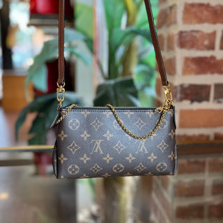 LOUIS VUITTON Pallas Monogram Noir Canvas Clutch Crossbody Bag