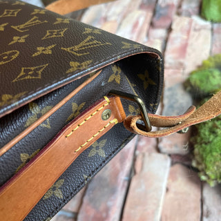 LOUIS VUITTON Cartouchiere Brown Monogram Canvas Vintage Crossbody Bag