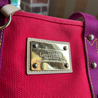 LOUIS VUITTON Antigua Cabas MM Rouge Toile Canvas Tote Bag