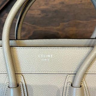CELINE Luggage Micro Greige Drummed Calfskin Tote