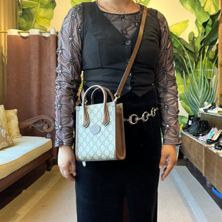 GUCCI Mini Interlocking G Patch GG Coated Canvas Tote Bag