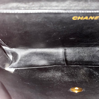 CHANEL Single Flap Jumbo Black Lambskin Vintage Shoulder Bag TS3742