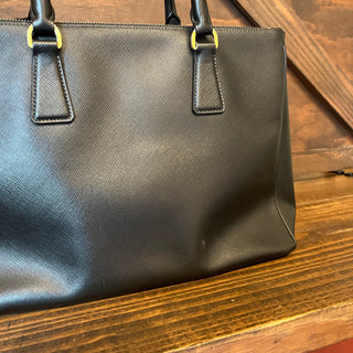 PRADA Small Black Saffiano Lux Leather Tote Bag