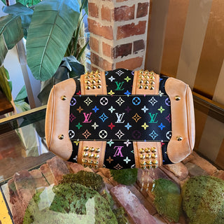 LOUIS VUITTON Courtney MM Black Monogram Multicolor Canvas Satchel Bag