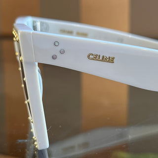 CELINE CL4055IS White Studded Acetate Square Sunnies