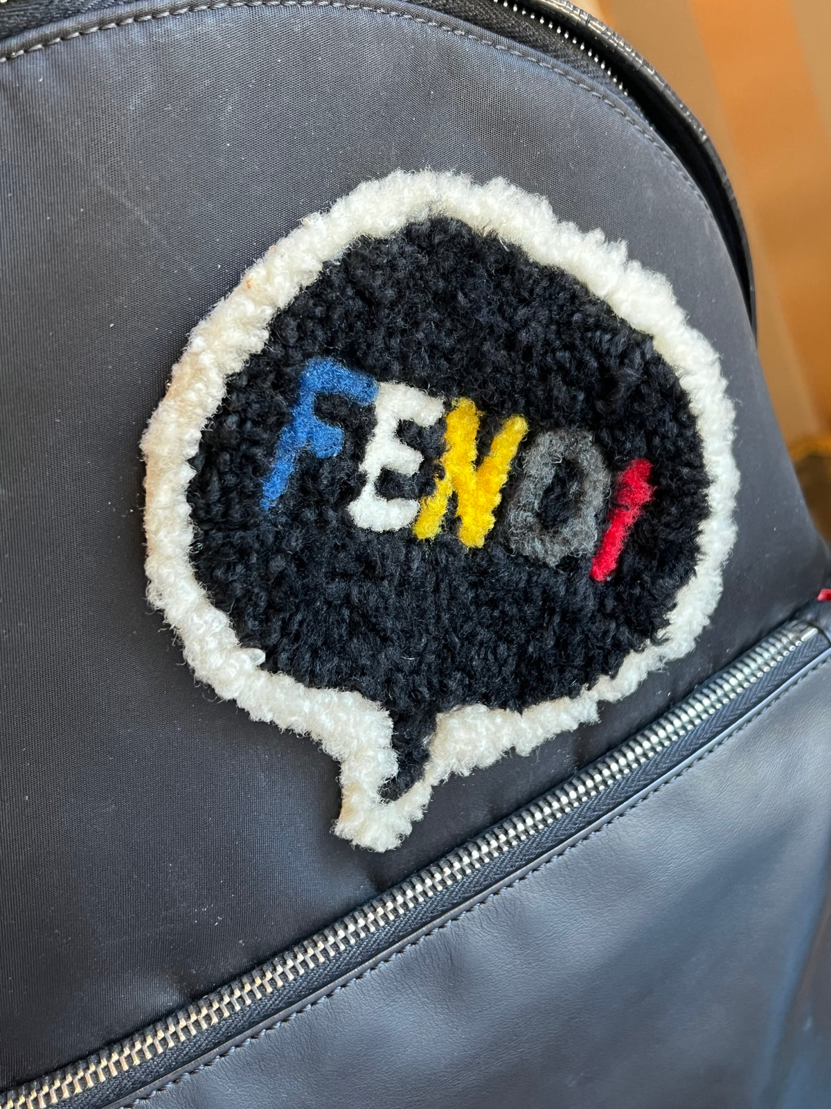 Fendi Shearling Patches Backpack