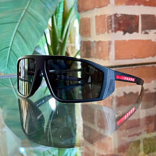 PRADA SPS08W Black Sport Matte Acetate Wrap Sunglasses