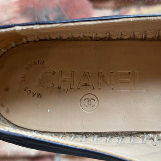 CHANEL CC Blue Leather Espadrilles SZ 36 (US 6)