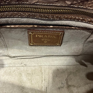 PRADA Pitone Delave Flap Beige Snakeskin Shoulder Bag