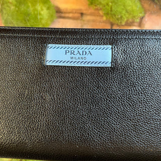 PRADA Long Black Leather Wallet