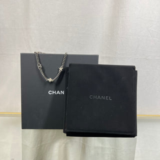 CHANEL Gun Metal Silver Ruthenium Crystal Chain CC Lucky Charms Choker