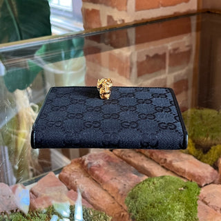 GUCCI GG Canvas Black Tiger Head Wallet DIA317