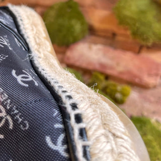 CHANEL Black Mesh Interlocking CC Espadrilles SZ 38 (US 8)