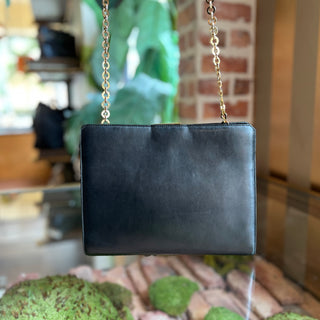 SALVATORE FERRAGAMO Vintage Black Leather Chain Clutch