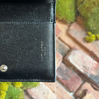 SAINT LAURENT Black Grain De Poudre Cassandra Bifold Wallet