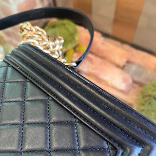 CHANEL Boy Medium Black Lambskin Shoulder Bag