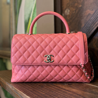 CHANEL Pink Caviar Leather Top Handle