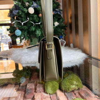 CELINE Triomphe Classique Medium Green Shiny Calfskin Shoulder Bag