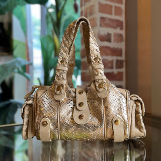 CHLOE Silverado Rose Metallic Python Skin Satchel