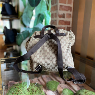 GUCCI Piston Lock GG Monogram Canvas Backpack