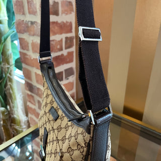 GUCCI Dark Brown Monogram Canvas Messenger Bag