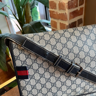 GUCCI Blue GG Supreme Web Messenger Bag