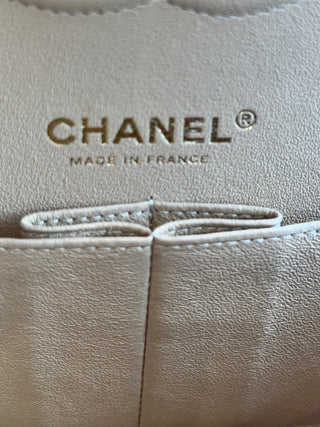 CHANEL Beige Caviar Leather Medium Double Flap