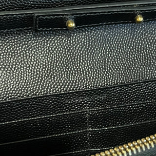 SAINT LAURENT Cassandra Black Chevron Leather Clutch
