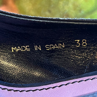 LOUIS VUITTON Monogram Black Denim/Patent Leather Bow Espadrilles SZ 38 (US 8)